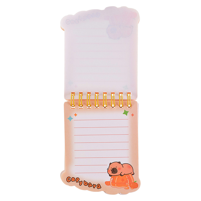 Блокнот на евроспирали "Капибара" 8.5х10 см, 60 листов, линованный внутренний блок