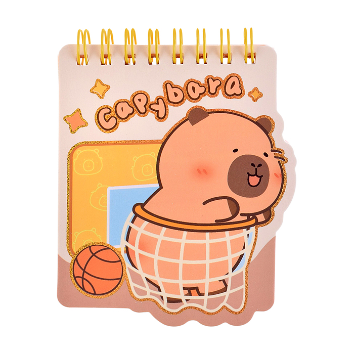 Блокнот на евроспирали "Капибара" 8.5х10 см, 60 листов, линованный внутренний блок