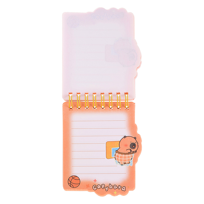 Блокнот на евроспирали "Капибара" 8.5х10 см, 60 листов, линованный внутренний блок