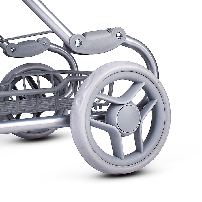 Коляская кукольная 9346W металлическая, с корзиной, принт сладости