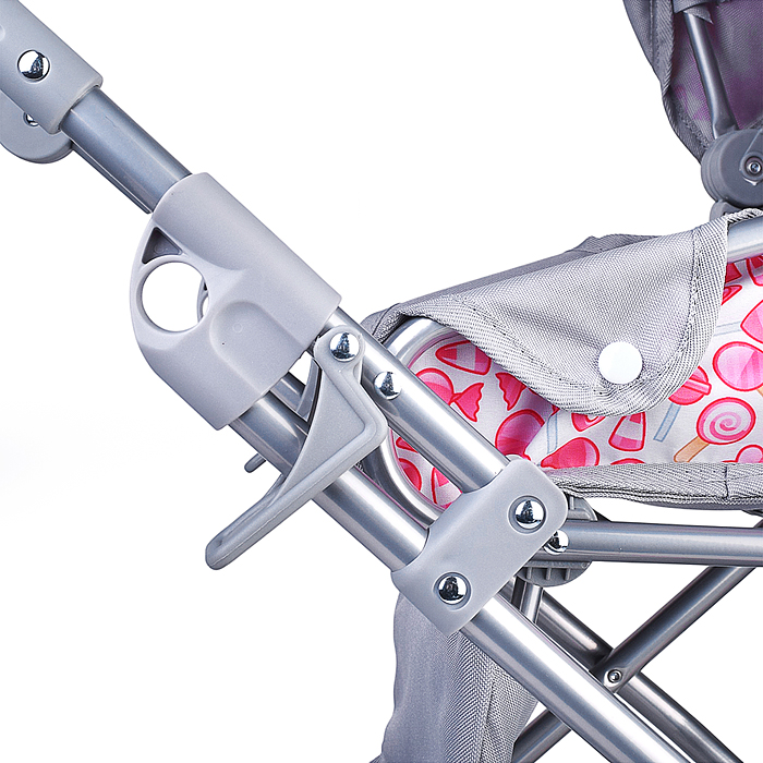 Коляская кукольная 9346W металлическая, с корзиной, принт сладости
