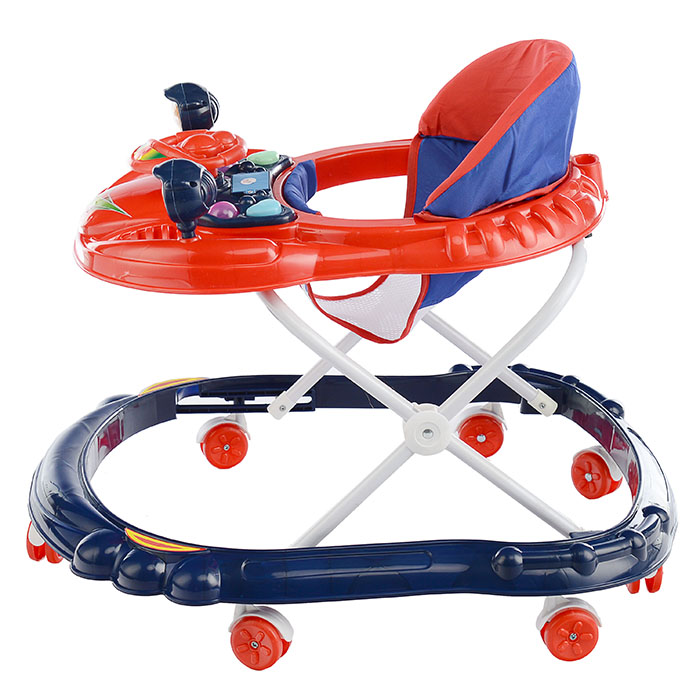 Ходунки 906-2-4 с рулем (свет,звук) синий-красный, в пакете