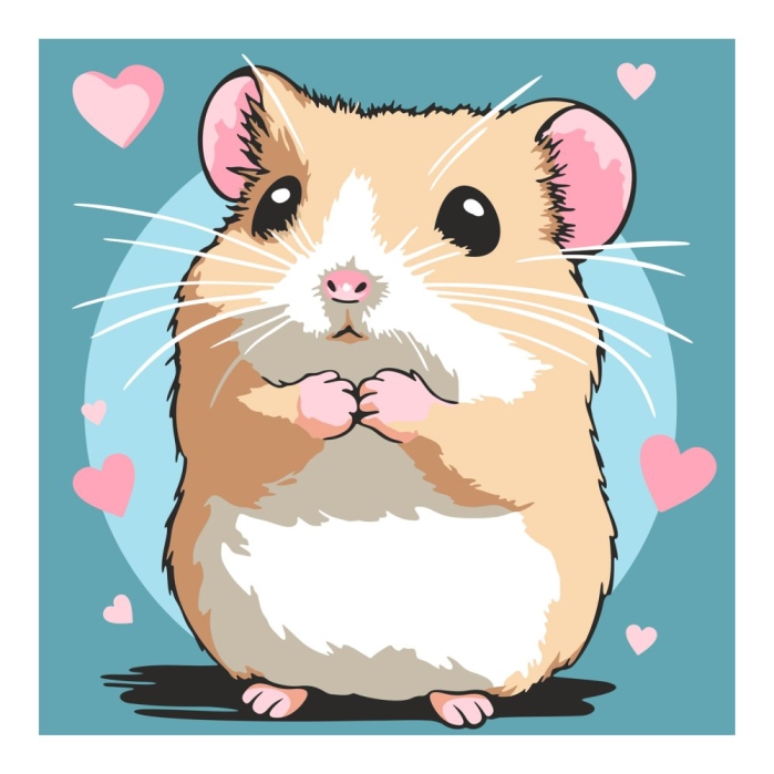 Картина по номерам для малышей на картоне 20х20 "Милый хомячок"