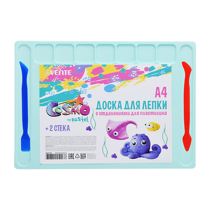 Доска для лепки "Pastel" A4 (280x200 мм) пластиковая толщиной 4 мм, пастельное ассорти 