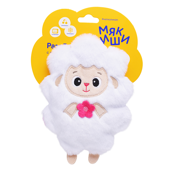 Игрушка с вишнёвыми косточками. Разогрелка "Овечка с цветком"