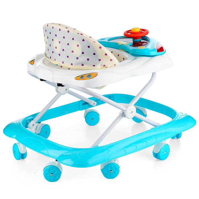 Ходунки 502-1 "Машина" с музыкальным рулем (голубой-белый) в пакете