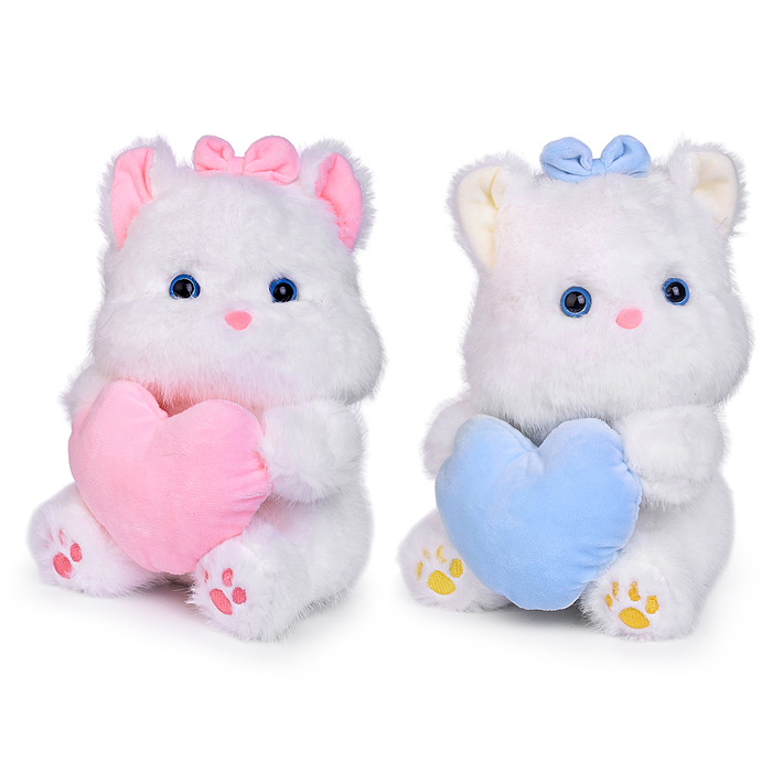Мягкая игрушка M1728 "Кошка беленькая с сердцем" 25 см