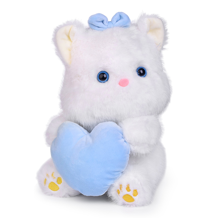 Мягкая игрушка M1728 "Кошка беленькая с сердцем" 25 см