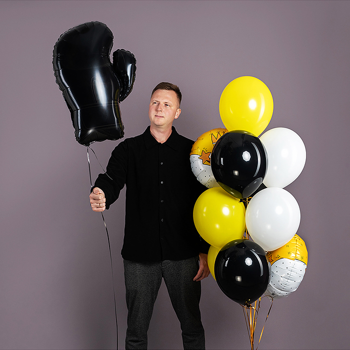 Шар (26''/66 см) Фигура, Боксерская перчатка, Черный, 1 шт. в уп.