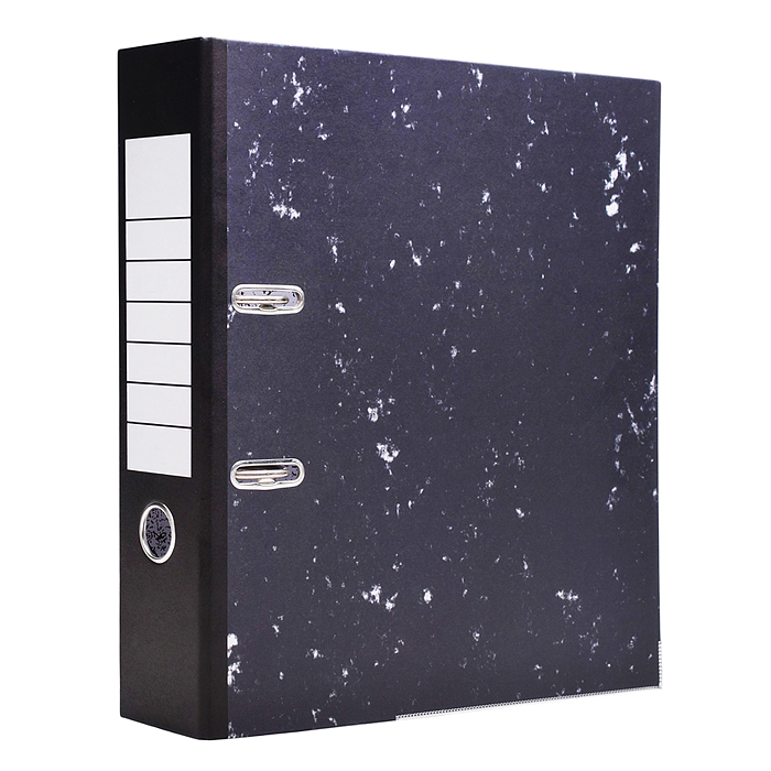 Папка с арочным механизмом "Attomex. Lite" A4 75 мм, мраморная картонная, собранная, черная