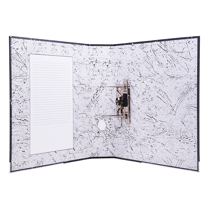 Папка с арочным механизмом "Attomex. Lite" A4 75 мм, мраморная картонная, собранная, черная