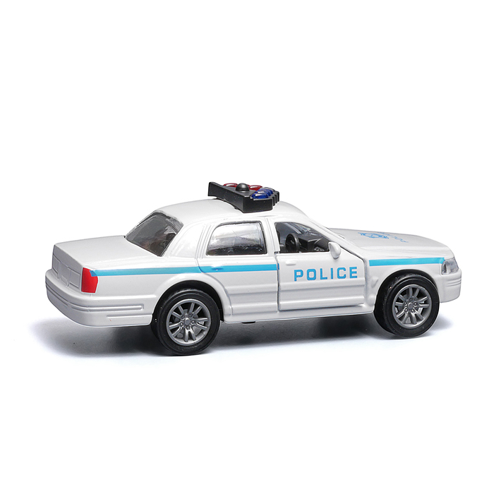 Белая с синей полосой инерционная машинка полицейская die-cast , 1:32