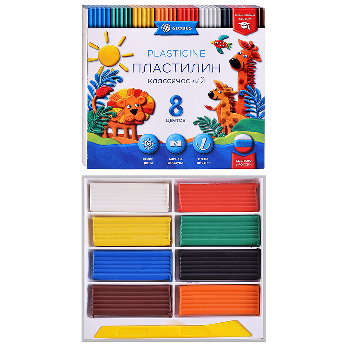 Пластилин классический 8 цв. 