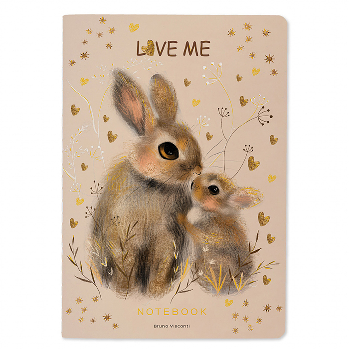 Тетрадь 40л. клетка "Love me. Зайки" А5 