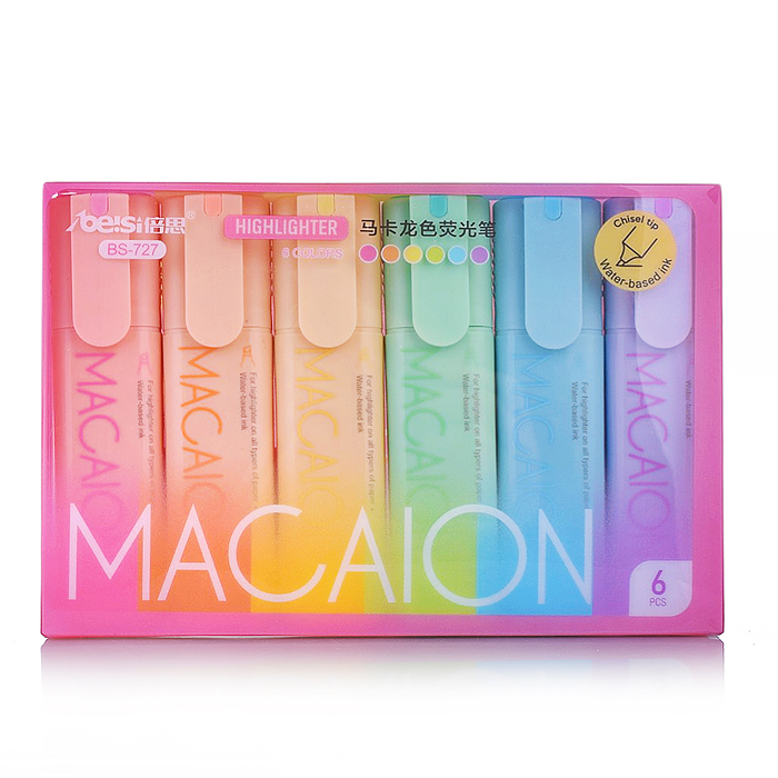 Набор  пастельных маркеров-выделителей 6 цветов в наборе, ПВП упаковка с европодвесом 