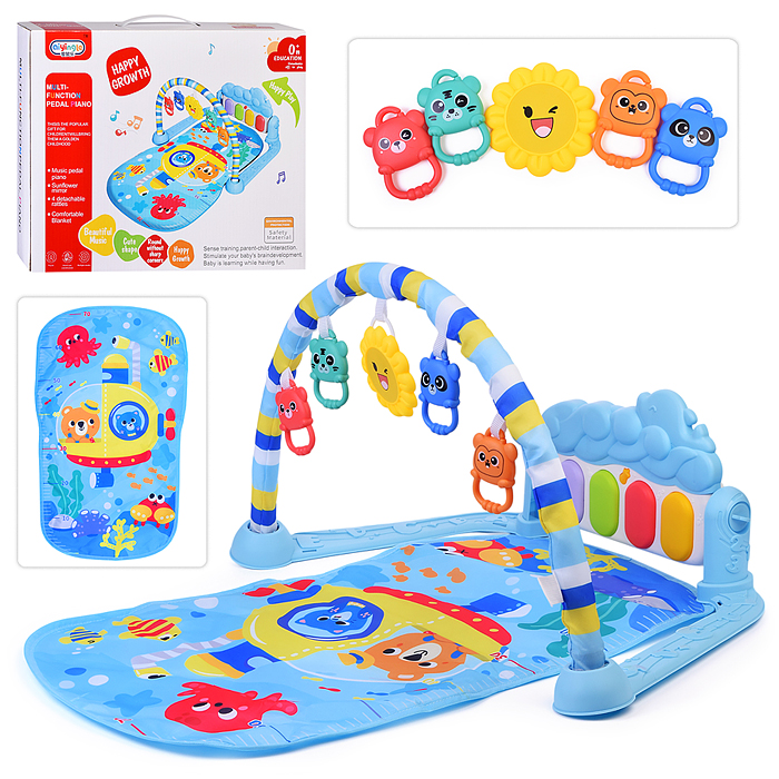 Коврик развивающий 368-82B "В подводной лодке" с ростомером, в коробке