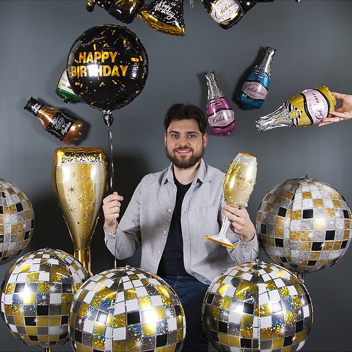 Шар (39''/99 см) Фигура, Бокал, Искрящееся Шампанское, 1 шт. в уп.