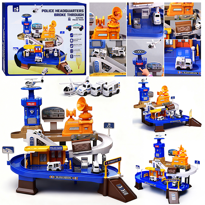 Парковка ZX-025A "Служебный паркинг" (свет, звук, 3 металл машины, самолет) в коробке