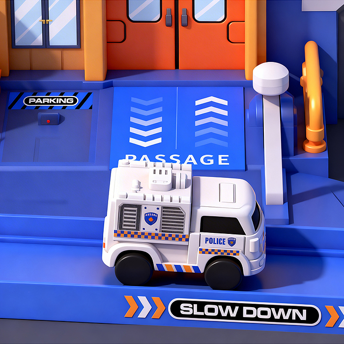 Парковка ZX-025A "Служебный паркинг" (свет, звук, 3 металл машины, самолет) в коробке