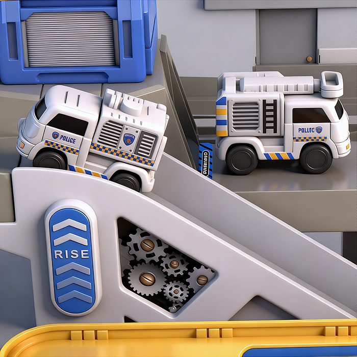 Парковка ZX-025A "Служебный паркинг" (свет, звук, 3 металл машины, самолет) в коробке