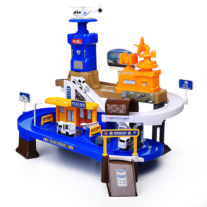 Парковка ZX-025A "Служебный паркинг" (свет, звук, 3 металл машины, самолет) в коробке