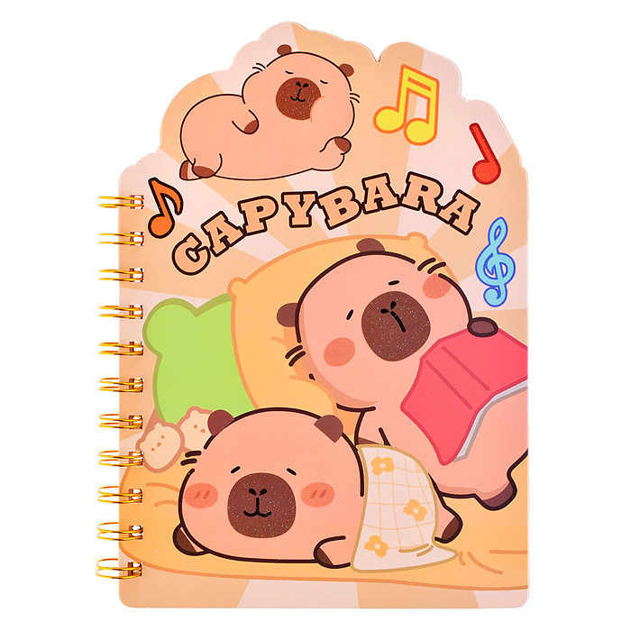 Блокнот на евроспирали "Капибара" 14.1х20,3 см, 50 листов, линованный внутренний блок