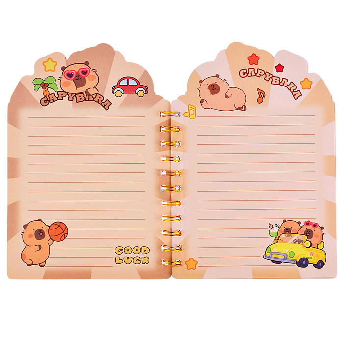 Блокнот на евроспирали "Капибара" 14.1х20,3 см, 50 листов, линованный внутренний блок