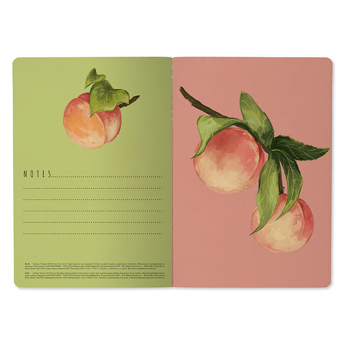 Тетрадь 40л. клетка "Flora. Paradise. Персики" А5