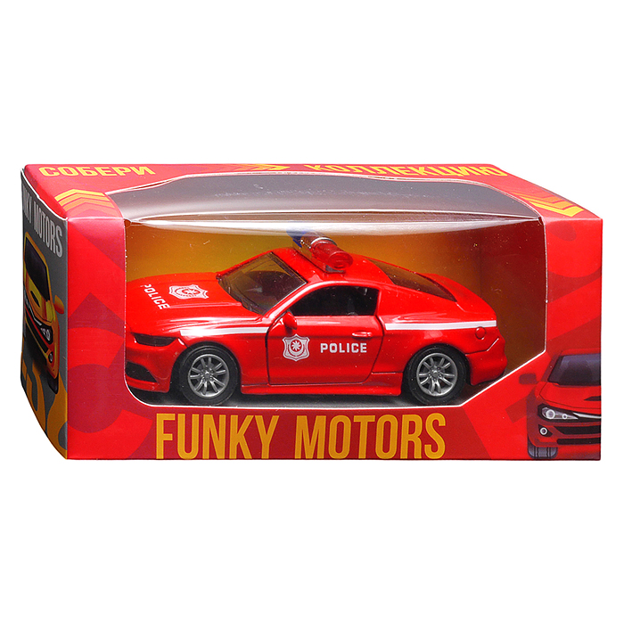 Красная инерционная машинка полицейская седан, die-cast , 1:32