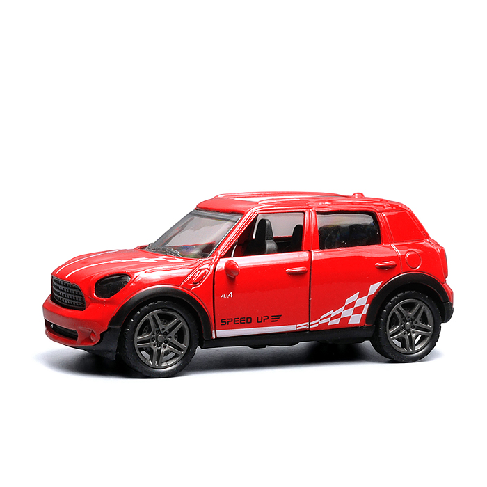 Красная с белым рисунком инерционная машинка die-cast , 1:32
