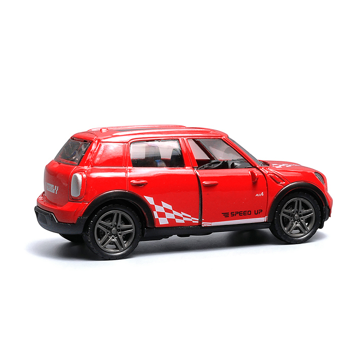 Красная с белым рисунком инерционная машинка die-cast , 1:32