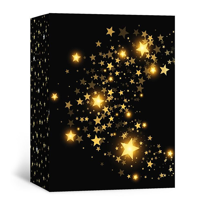Коробка подарочная с открыткой "Звёзды" (золотые звёзды)