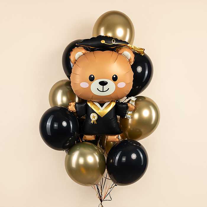 Шар (38''/97 см) Фигура, Мишка Выпускник, 1 шт. в уп.