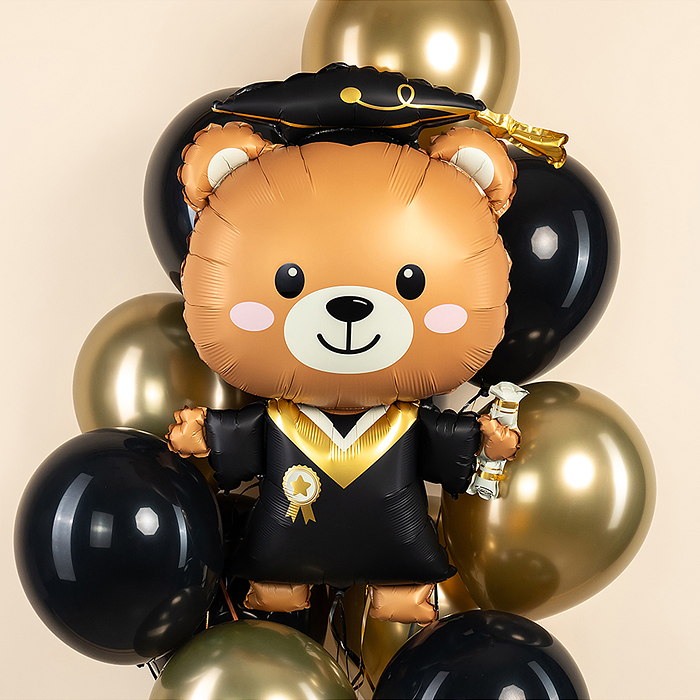 Шар (38''/97 см) Фигура, Мишка Выпускник, 1 шт. в уп.
