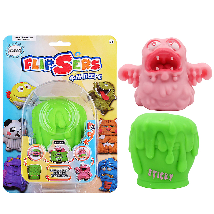 Тянучка-вывернушка "Стики" розовый монстр, 8 см