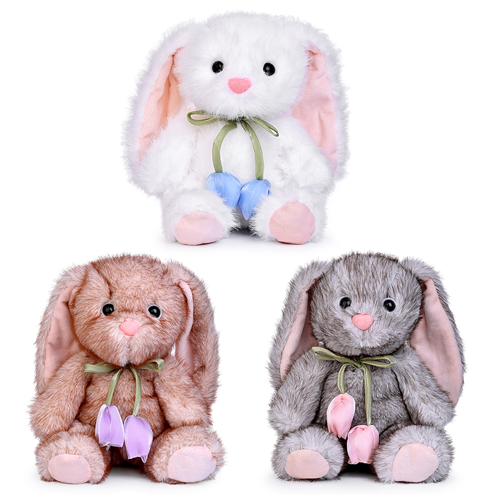 Мягкая игрушка M1720 "Заяц с бантиками-тюльпанами" 28 см