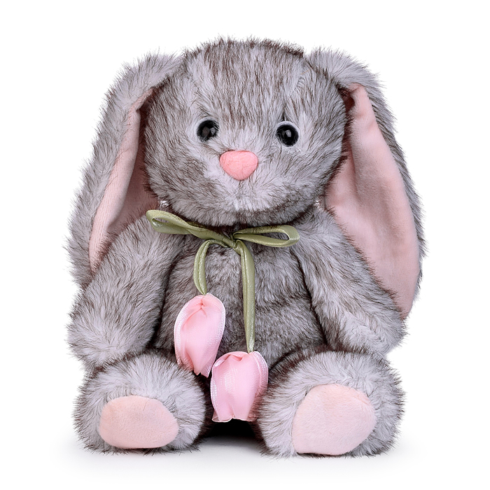 Мягкая игрушка M1720 "Заяц с бантиками-тюльпанами" 28 см