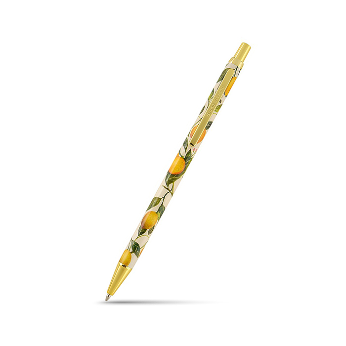 Ручка металлическая "Flora. Paradise. Lemons" шариковая, 0,7 мм, синяя, в подарочной упаковке