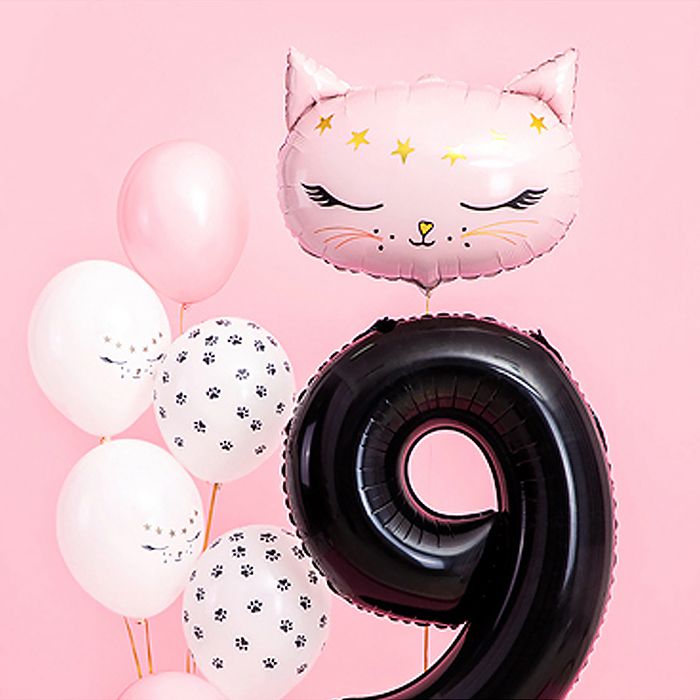 Шар (19''/48 см) Фигура, Голова, Волшебный котенок, Розовый, 1 шт. в уп.