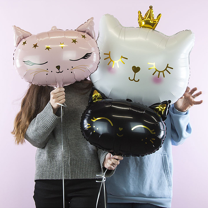 Шар (19''/48 см) Фигура, Голова, Волшебный котенок, Розовый, 1 шт. в уп.