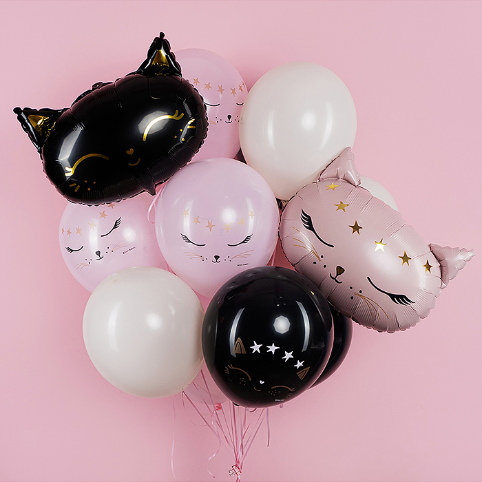 Шар (19''/48 см) Фигура, Голова, Волшебный котенок, Розовый, 1 шт. в уп.