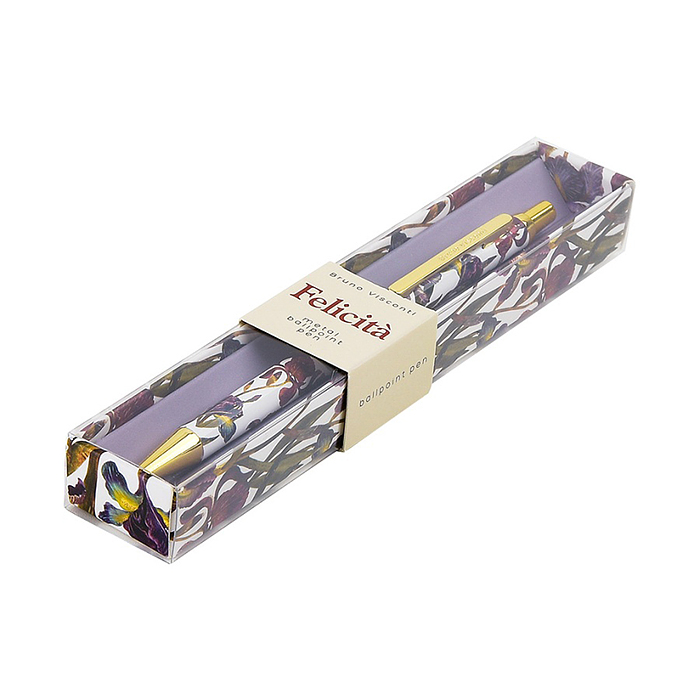 Ручка металлическая "Flora. Ирисы" шариковая, 0,7 мм, синяя, в подарочной упаковке