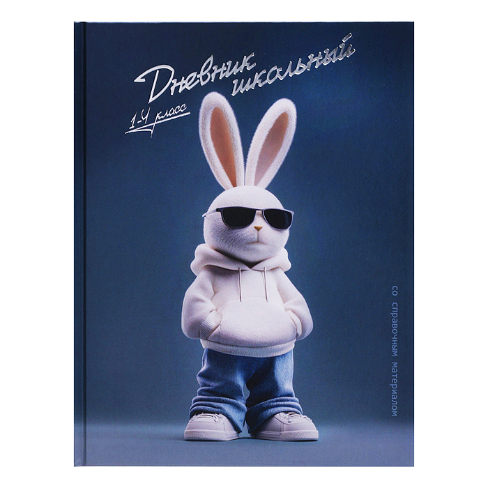 Дневник 1-4 кл. "Крутой заяц" твёрдый переплёт 7БЦ, А5+, 48 л., тиснение цветной фольгой