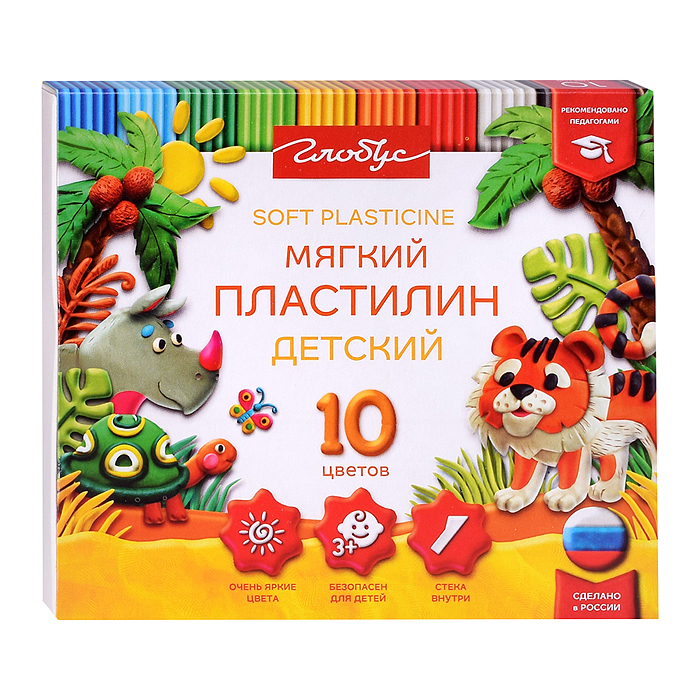 Пластилин детский повышенной мягкости, 10 цв.