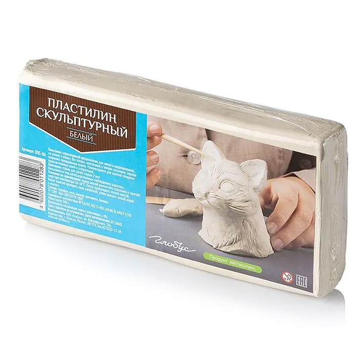 Пластилин скульптурный белый, 0,5 кг. 