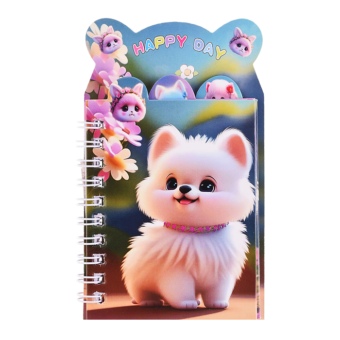 Блокнот на евроспирали "Собачки" 13.5x8см, 50 л. влинованный внутренний блок, плотность бумаги 70г/м