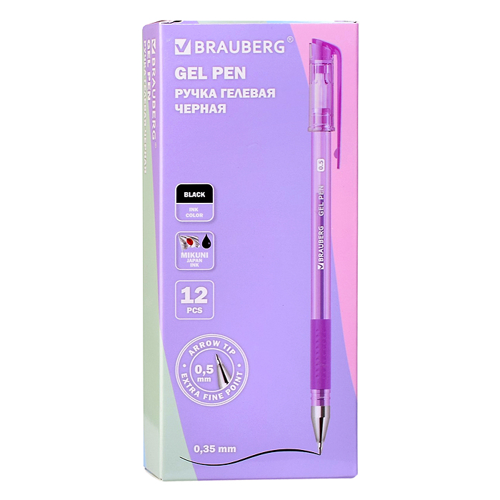 Ручка гелевая с грипом, кросс-серия "Pastel" черная стандартный узел 0,5 мм, линия письма 0,35 мм