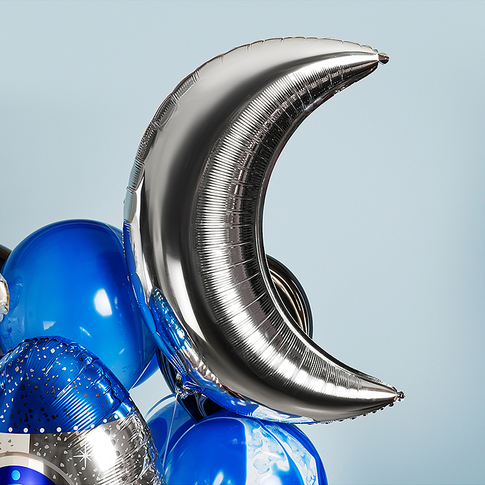 Шар (28''/71 см) Фигура, Полумесяц, Серебро, 1 шт. в уп.