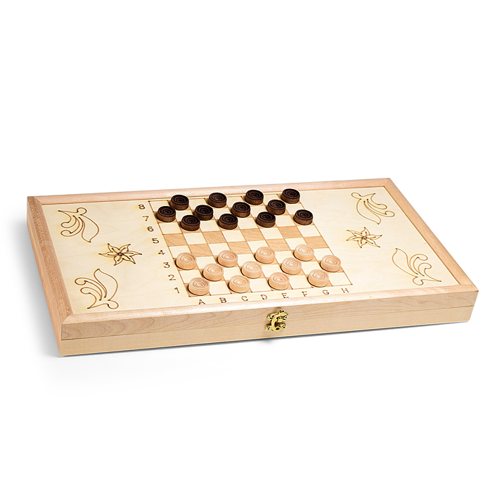 Нарды деревянные средние (рисунок-выжигание, фишки-дерево, лак) 500х250мм