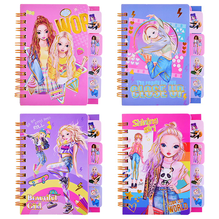 Блокнот на евроспирали "Девочки" 11.6х7.8 см, 69 л, комбинированный внутренний блок